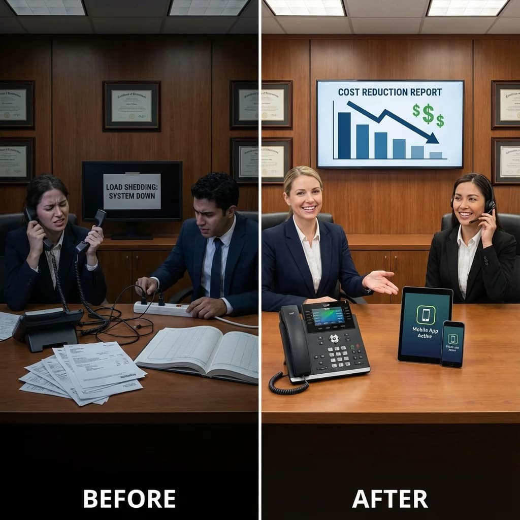 Before and after comparison: traditional phone system vs modern VoIP for law firm