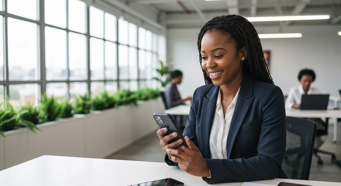 WhatsApp Business API South Africa 2026 — business owner using WhatsApp automation in a Johannesburg office